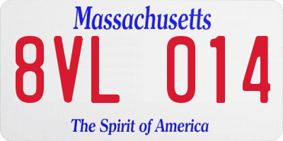 MA license plate 8VL014