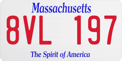 MA license plate 8VL197