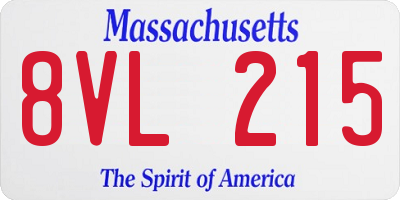 MA license plate 8VL215