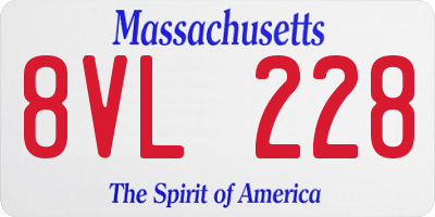 MA license plate 8VL228