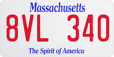 MA license plate 8VL340