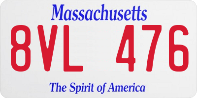 MA license plate 8VL476