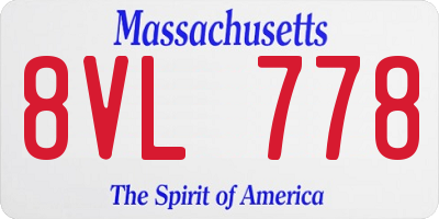 MA license plate 8VL778