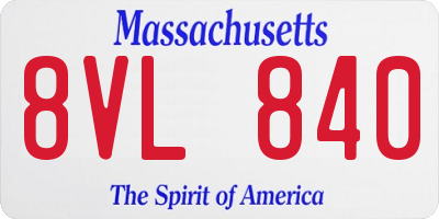 MA license plate 8VL840