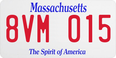 MA license plate 8VM015