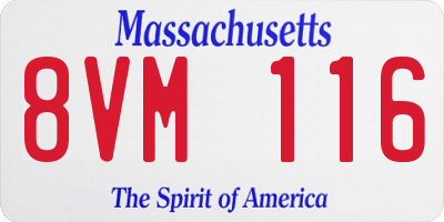MA license plate 8VM116