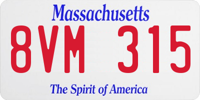 MA license plate 8VM315