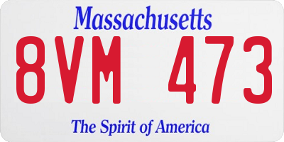 MA license plate 8VM473