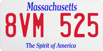 MA license plate 8VM525