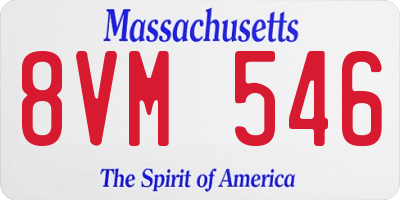 MA license plate 8VM546