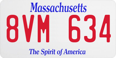 MA license plate 8VM634