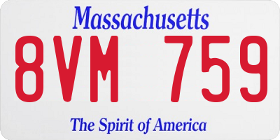 MA license plate 8VM759