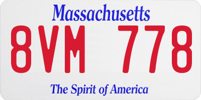 MA license plate 8VM778