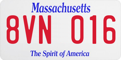 MA license plate 8VN016