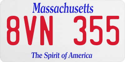 MA license plate 8VN355