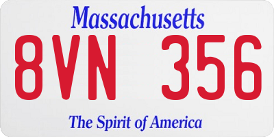 MA license plate 8VN356