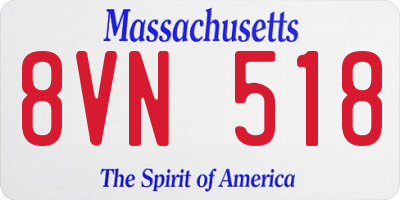 MA license plate 8VN518