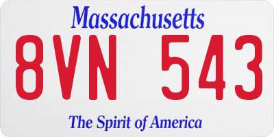 MA license plate 8VN543