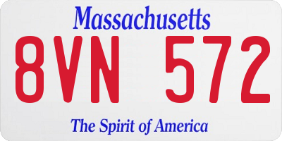 MA license plate 8VN572