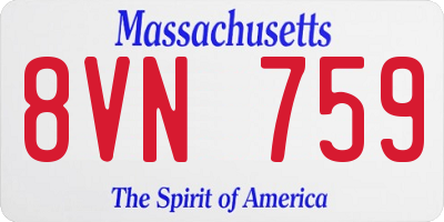 MA license plate 8VN759
