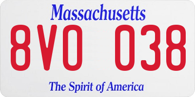 MA license plate 8VO038
