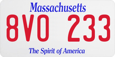 MA license plate 8VO233