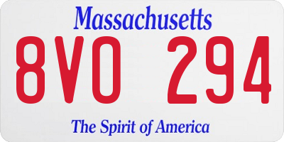 MA license plate 8VO294
