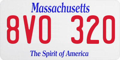 MA license plate 8VO320