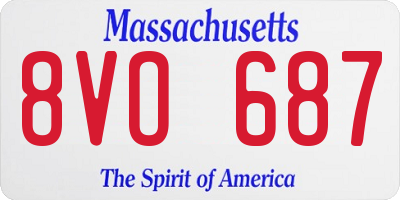 MA license plate 8VO687