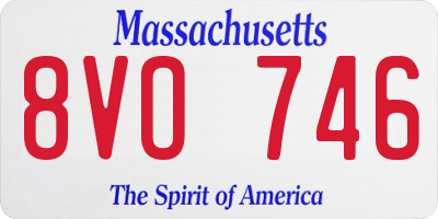 MA license plate 8VO746