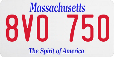 MA license plate 8VO750