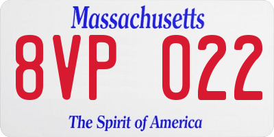 MA license plate 8VP022