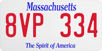 MA license plate 8VP334