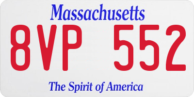 MA license plate 8VP552