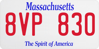 MA license plate 8VP830