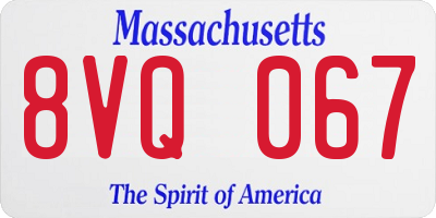 MA license plate 8VQ067
