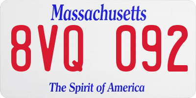 MA license plate 8VQ092