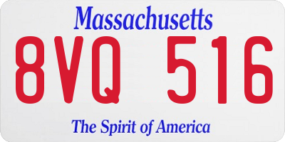 MA license plate 8VQ516