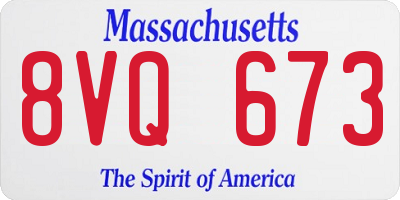 MA license plate 8VQ673