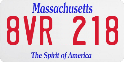 MA license plate 8VR218