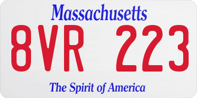 MA license plate 8VR223