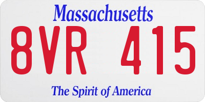 MA license plate 8VR415