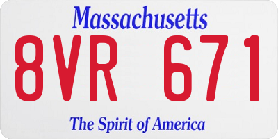 MA license plate 8VR671