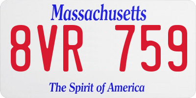 MA license plate 8VR759