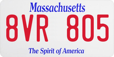 MA license plate 8VR805