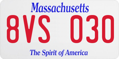 MA license plate 8VS030