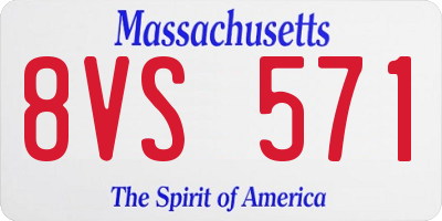 MA license plate 8VS571