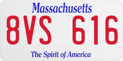 MA license plate 8VS616
