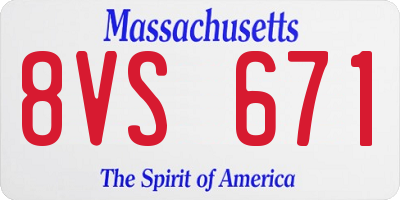 MA license plate 8VS671