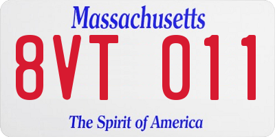 MA license plate 8VT011